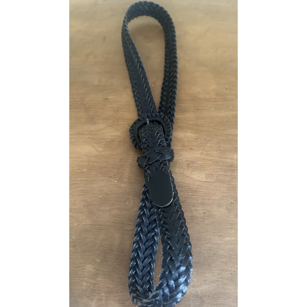 Vintage 90s Boho Genuine Leather Black Belt Woman's  Adjustable 36”